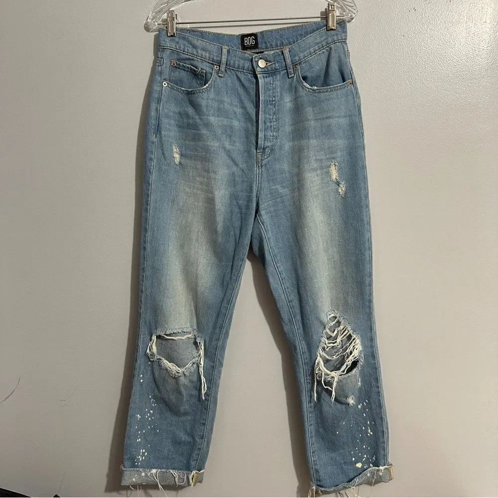 BDG-Urban outfitters slim, straight button, fly, distressed jeans size 29